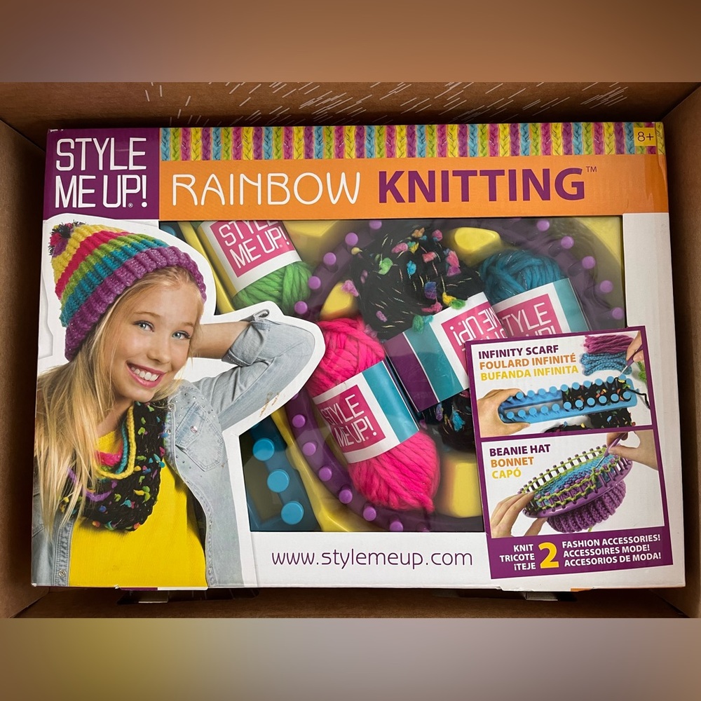 Knitting kit for kids, combo edition 2 stencil tools for making hats AND scarfs!